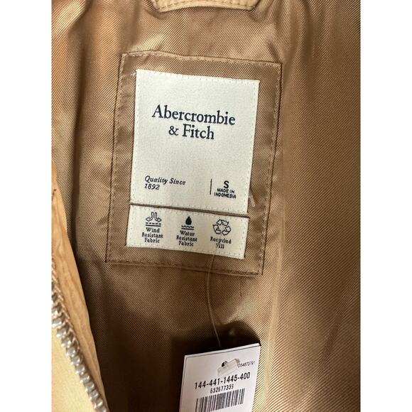 NWT Abercrombie & Fitch Flight Jacket Bomber Style Tan Beige Zip Unisex Small - Picture 6 of 10